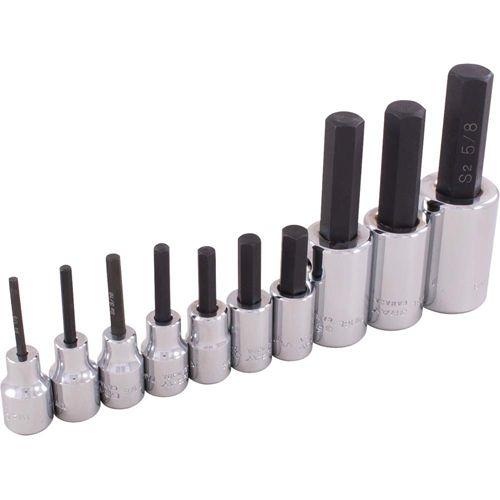 Hex Head Socket Set, Hex, 1/2"/3/8" Drive, 10 Pcs MAS Chibougamau