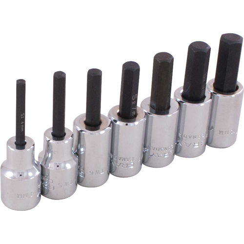 Hex Head Socket Set, Hex, 3/8" Drive, 7 Pcs MAS Chibougamau