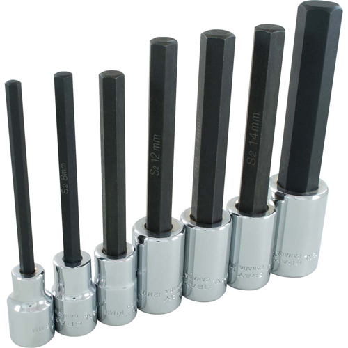 Jeu de douilles &agrave; t&ecirc;te hexagonale tr&egrave;s longues, Hexagonale, Prise 1/2", 7 mrcx MAS Chibougamau