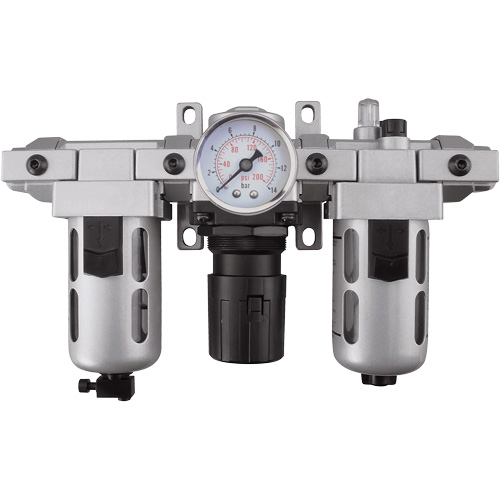 Filtre, r&eacute;gulateur et lubrificateur d'air modulaire (manom&egrave;tre compris), 1/4" NPT MAS Chibougamau