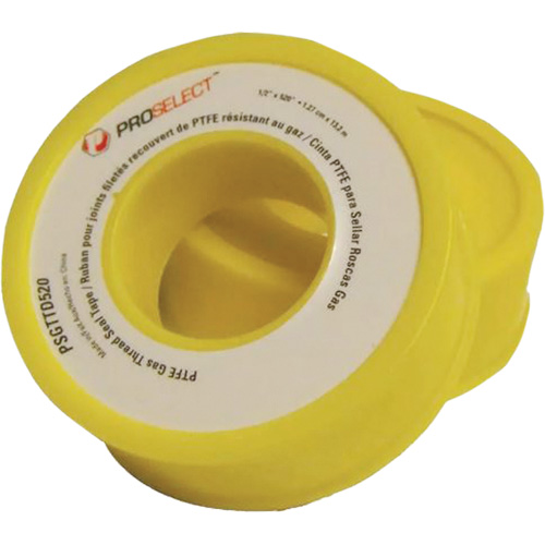 Ruban &agrave; filetage pour tuyau en PTFE pour industrie p&eacute;troli&egrave;re et gazi&egrave;re, 12,7 mm (1/2") x 6,6 m (21,67'), Jaune MAS Chibougamau