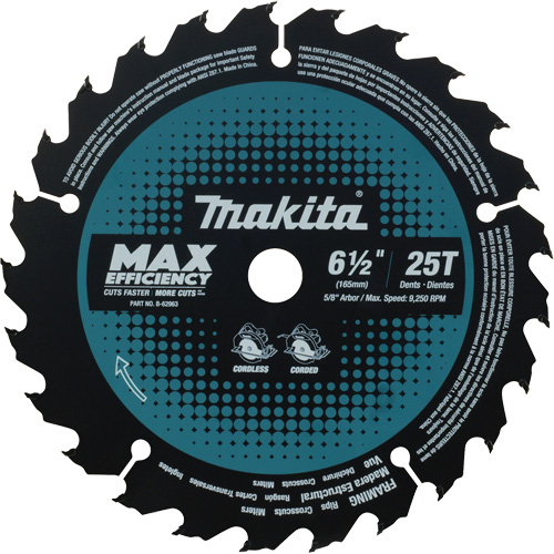 Max-Efficiency Circular Saw Blade, 6-1/2", 25 Teeth, Laminate/Wood Use MAS Chibougamau