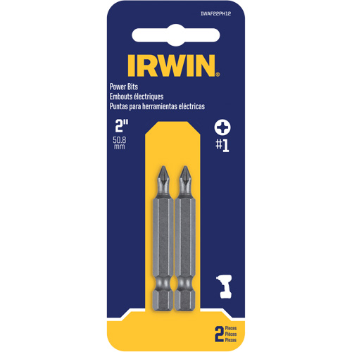 Power Bits, Phillips, #1 Tip, 1/4" Drive Size, 1-15/16" Length MAS Chibougamau