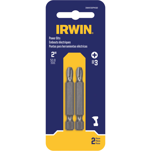 Power Bits, Phillips, #3 Tip, 1/4" Drive Size, 2" Length MAS Chibougamau