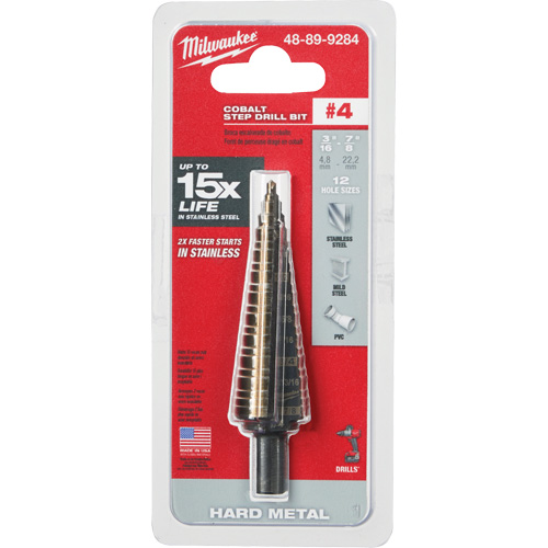 Foret &eacute;tag&eacute;, 3/16"/#4 - #4/7/8", Incr&eacute;ments de 1/32", Acier rapide au cobalt MAS Chibougamau