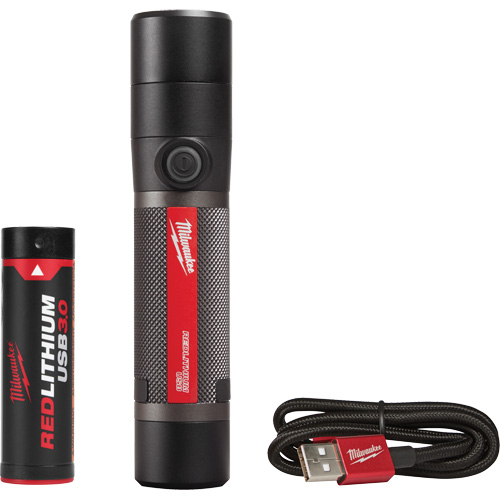 Lampe de poche compacte compatible USB, DEL, 800 lumens, Piles Rechargeable MAS Chibougamau