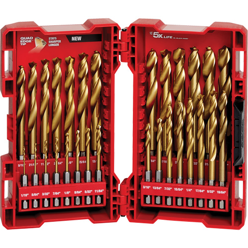Jeu de forets Shockwave Red Helix, 29 morceaux, Titane MAS Chibougamau