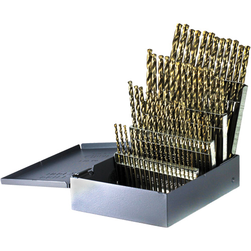 DRILLCO Heavy-Duty Jobber Length Drill Bit Set, 60 Pieces, Cobalt MAS Chibougamau