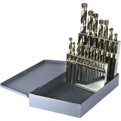 DRILLCO Metric Jobber Length Drill Bit Set, 19 Pieces, High Speed Steel MAS Chibougamau