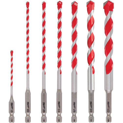 Grand jeu de forets pour perceuse &agrave; percussion Shockwave, 7 morceaux, Carbure MAS Chibougamau