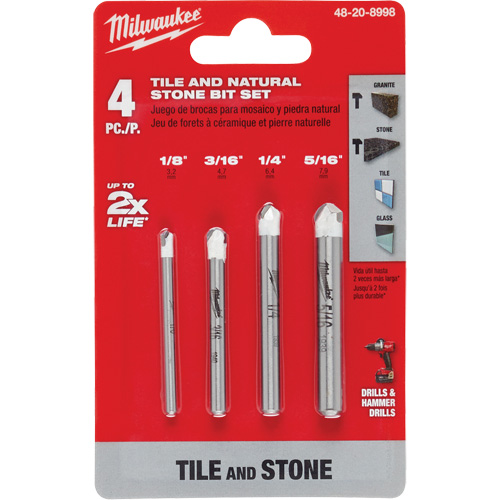 Natural Stone Bit Set, 4 Pieces, Carbide MAS Chibougamau