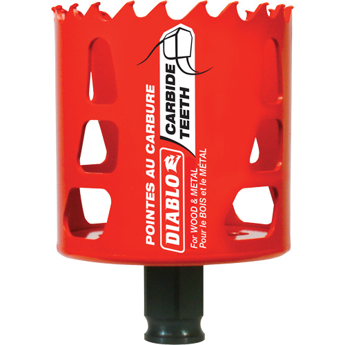 Wood & Metal Hole Saw, 2-1/2", 2-3/8" Depth of Cut, Carbide MAS Chibougamau