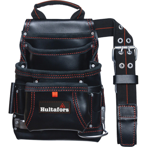 Carpenter's Nail & Tool Bag, Leather, 11 Pockets, Black MAS Chibougamau