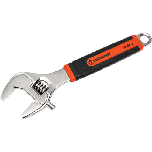 Adjustable Wrench, 12" L, 46 mm/3-1/5" Max Width, Chrome/Polished MAS Chibougamau