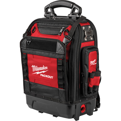 PackOut Structured Backpack, 9-1/2" L x 18" W, Black/Red, Polyester MAS Chibougamau