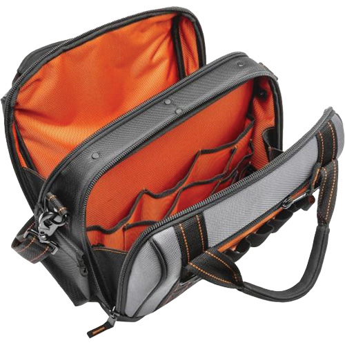 Sac ouvert de 14" pour outils d'ouvrier, Polyester, 32 pochettes, Noir/Gris MAS Chibougamau