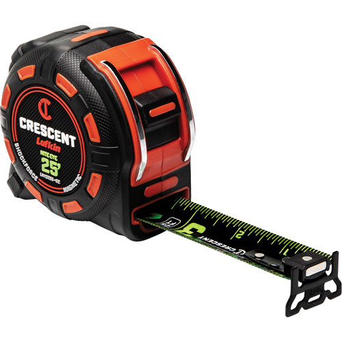 Shockforce NITE EYE Magnetic Tape Measure, 1-1/4" x 25', SAE Graduations MAS Chibougamau