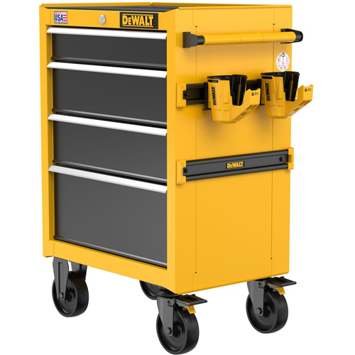 Coffre &agrave; outil roulant robuste, 4 tiroirs, 26" la x Jaune MAS Chibougamau