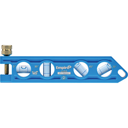 Niveau torpille moul&eacute; sous pression TRUE BLUE, 6" lo, Aluminium, 4 fioles MAS Chibougamau