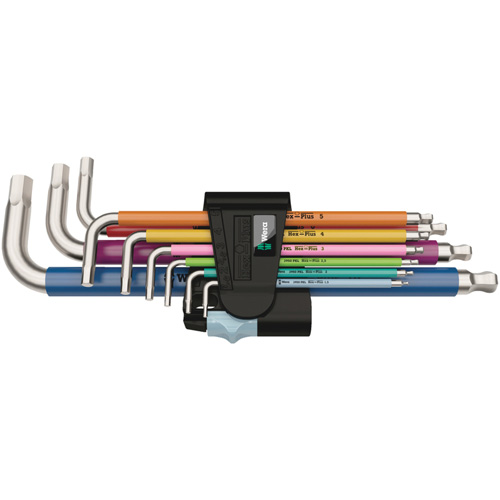 3950/9 Hex-Plus Multicolour Stainless 1 L-Key Set, 9 Pcs., Metric MAS Chibougamau