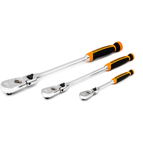 1/4", 3/8" & 1/2" Drive 90-Tooth Dual Material Locking Ratchet Set MAS Chibougamau