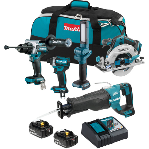 LXT Brushless Cordless 5 Tool Combo Kit, Lithium-Ion, 18 V MAS Chibougamau