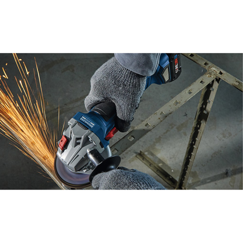 Rectifieuse angulaire sans balais avec interrupteur coulissant, Roue de 4-1/2", 18 V MAS Chibougamau
