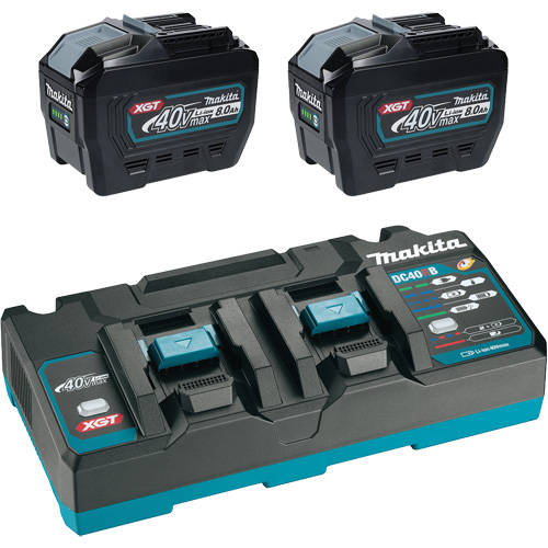 Ensemble de d&eacute;part XGT avec chargeur rapide &agrave; deux ports et deux batteries de 8?Ah, 40 V, Lithium-ion MAS Chibougamau