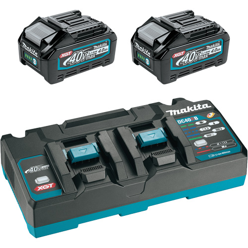 Ensemble de d&eacute;part XGT avec chargeur rapide &agrave; deux ports et deux batteries de 4?Ah, 40 V, Lithium-ion MAS Chibougamau