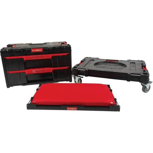 Ensemble de coffres &agrave; outils Arx de 3 morceaux avec socle &agrave; roulettes pivotantes, 23-1/10" x 15" x 13-2/5', Noir MAS Chibougamau