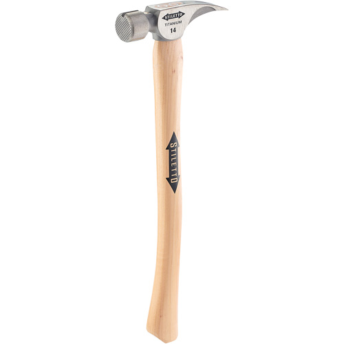 Marteau &agrave; face en titane frais&eacute;e avec manche incurv&eacute; en noyer, 14 oz, Prise en Bois, 18" lo MAS Chibougamau