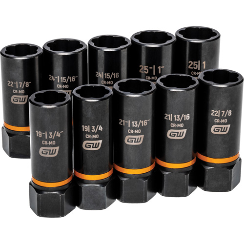 Bolt Biter Extraction Socket Set, 10 Pcs, Impact, 1/2" Drive Size, Deep MAS Chibougamau