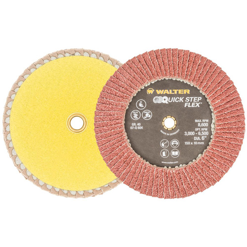 QUICK-STEP FLEX Flap Disc, 6" x Type 29, 40 Grit, Aluminum Oxide MAS Chibougamau