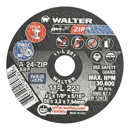 Portable Small Diameter Reinforced Cut-Off Wheels - Zip, 2" x 1/8", 5/16" Arbor, Type 1, Aluminum Oxide, 31000 RPM MAS Chibougamau