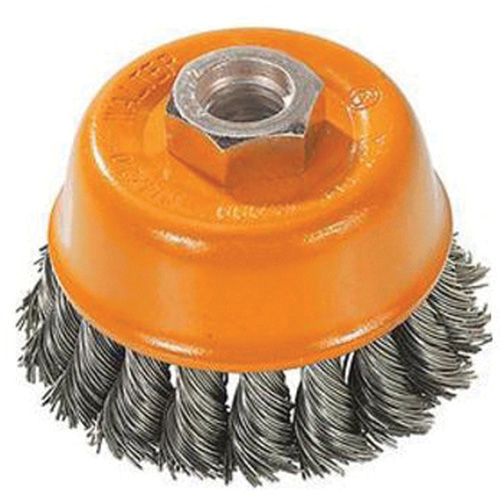 Knot-Twisted Wire Cup Brush, 3" Dia. x M10x1.25 Arbor MAS Chibougamau