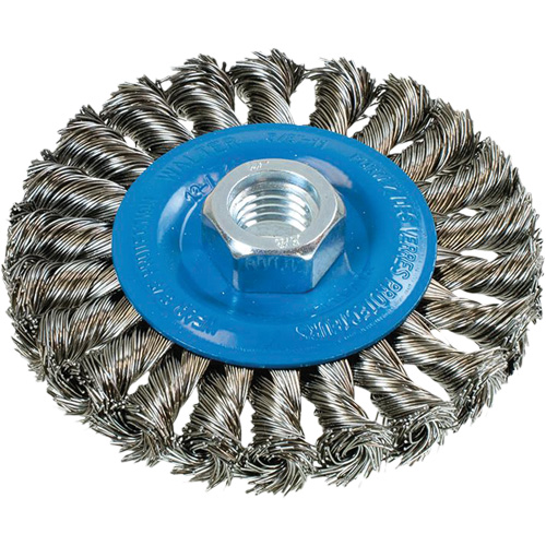 Brosse rotative &agrave; fils nou&eacute;s large, Arbre 5/8"-11, Acier MAS Chibougamau