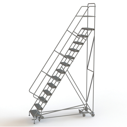 All Directional Rolling Ladder, 13 Steps, 24" Step Width, 130" Platform Height, Steel MAS Chibougamau