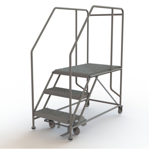 Plateforme de travail mobile, Acier, 3 Marches, 30" ha, 35" p, 24" Marche, Stri&eacute; MAS Chibougamau