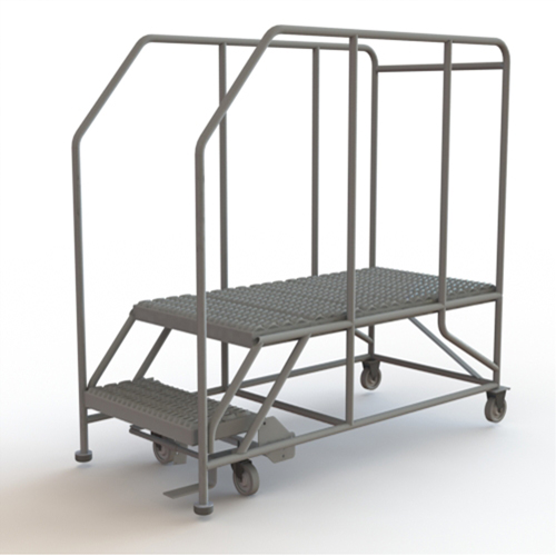 Plateforme de travail mobile, Acier, 2 Marches, 20" ha, 47" p, 24" Marche, Stri&eacute; MAS Chibougamau