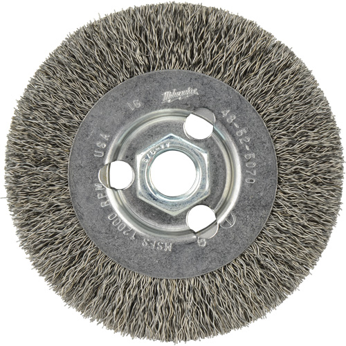 Disque &agrave; fils cr&ecirc;p&eacute;s, 4" dia., Fils 0,12", Arbre 5/8"-11 MAS Chibougamau