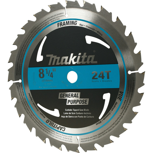 Lame de scie circulaire pour charpente &agrave; pointes au carbure, 8-1/4", 24 dents, Pour Bois MAS Chibougamau