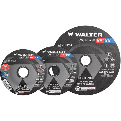 HP XX Grinding Wheel, 4-1/2" x 1/4", 7/8" Arbor, Type 27S MAS Chibougamau