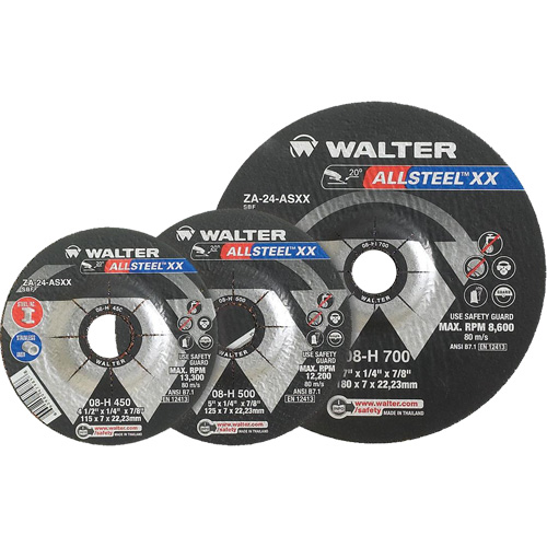 ALLSTEEL XX Depressed Centre Grinding Wheels, 9" x 1/4", 7/8" Arbor, Type 27 MAS Chibougamau