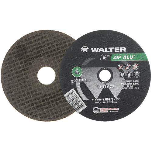 Zip Alu Cut-Off Wheel, 7" x 3/64", 7/8" Arbor, Type 1, Aluminum Oxide, 8600 RPM MAS Chibougamau