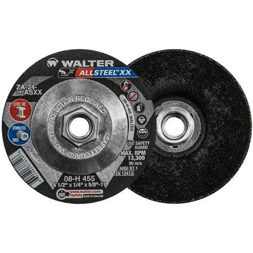 Meule HP XX, 4-1/2" x 1/4", Arbre 5/8"-11, Oxyde d'aluminium, Type 27 MAS Chibougamau