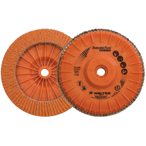 Enduro-Flex Turbo Flap Disc, 6" x 5/8"-11, Type 27S, 36/60 Grit, Ceramic MAS Chibougamau