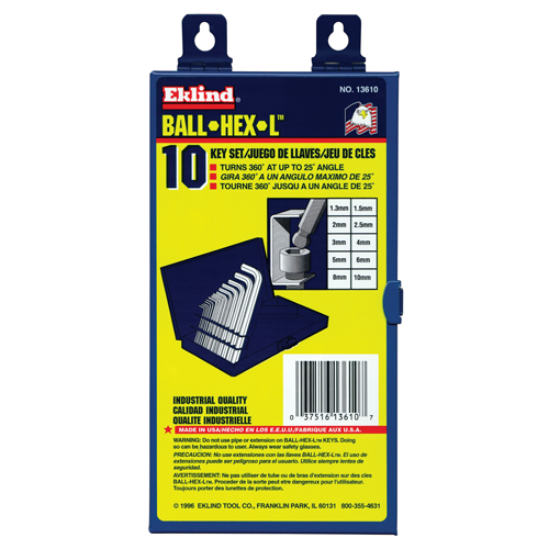 Balldrive Hex Key, Hex End, 5/64" x 3.2" L, L Shape MAS Chibougamau