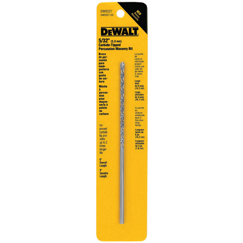 4-Flute Hammer Drill Bit, 5/32", 3-Flat Shank, Carbide MAS Chibougamau