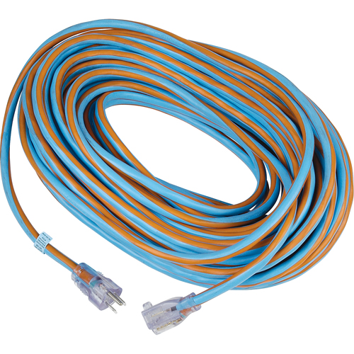 Cordon rallonge verrouillable toute saison en caoutchouc TPE Arctic Blue, Toutes saisons, SJEOW, AWG 12/3, 15 A, 100' MAS Chibougamau
