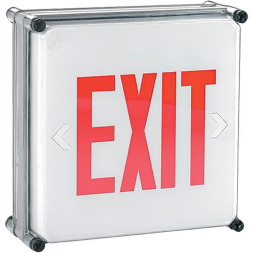 Aqua NEMA 4x Exit Signs, LED, Hardwired, 11-3/4" L x 11-3/4" W, English MAS Chibougamau